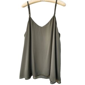 Torrid Sophie Cami Tank Top Size 3X Solid Olive Green Chiffon Adjustable Straps